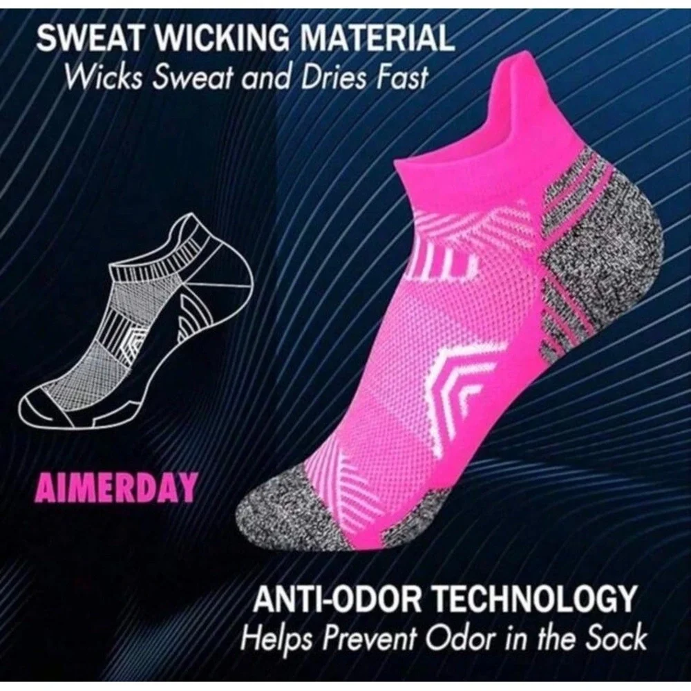 Quality Unisex Athletic Tab Socks 5 Pairs Low Cut Colorful Casual One Size NEW